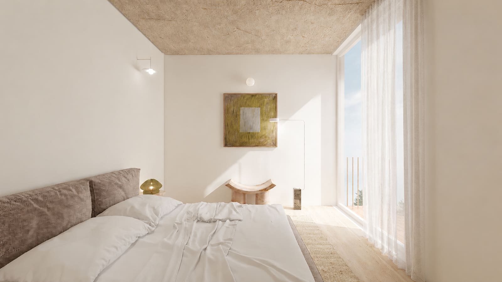 Bedroom and sheer curtains